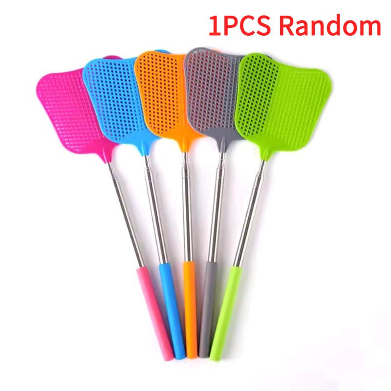 

1PCS Telescopic Fly Swatters Durable Plastic Heavy Duty Flyswatter With Stainless Mosquito Repellent Tool Home Accessories Tools
