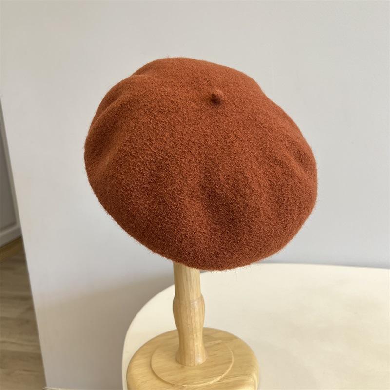 

Женский берет из зернистой шерсти, осенне-зимний, литературный, ретро, теплый, шляпа художника M（56-58cm） оранжевый