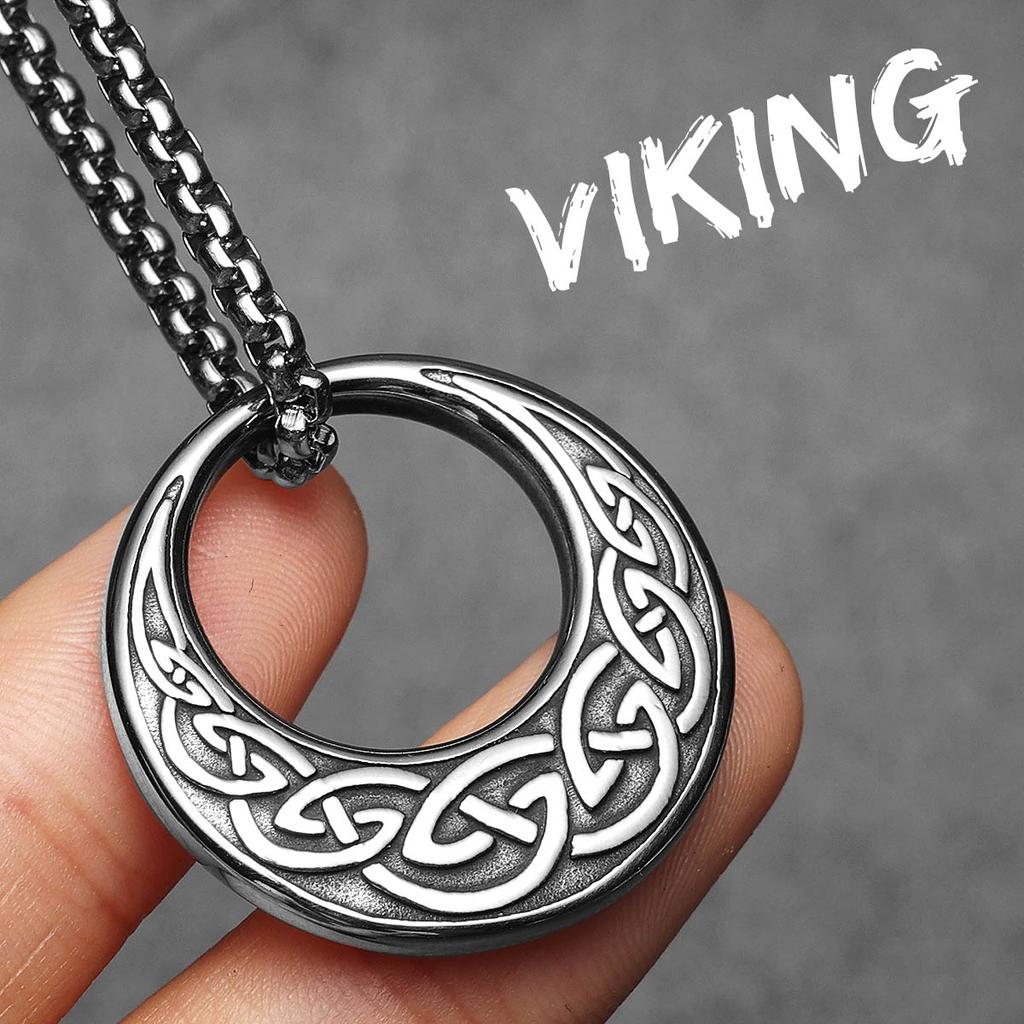 Viking Carving Pattern Men Necklaces Stainless Steel Pendant Chain Women Punk Fashion Jewelry New In Accessories Gifts