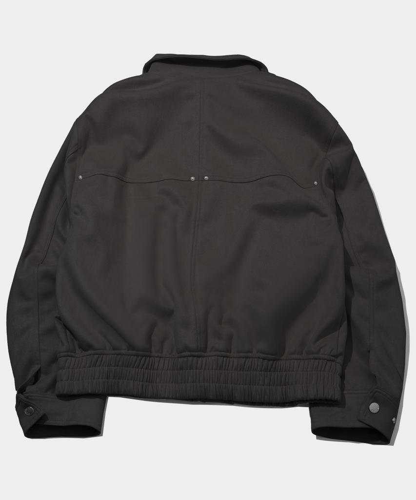 Placestudioman Vintage Washed Oversized Minimal Suede Blouson Jacket [Black]