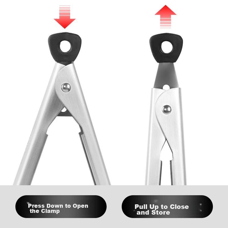 Baijie 304 Stainless Steel Steak Tongs, Multifunctional Food Tongs, Barbecue Tongs, Kitchen Bread Food Tongs, Baking Tools
