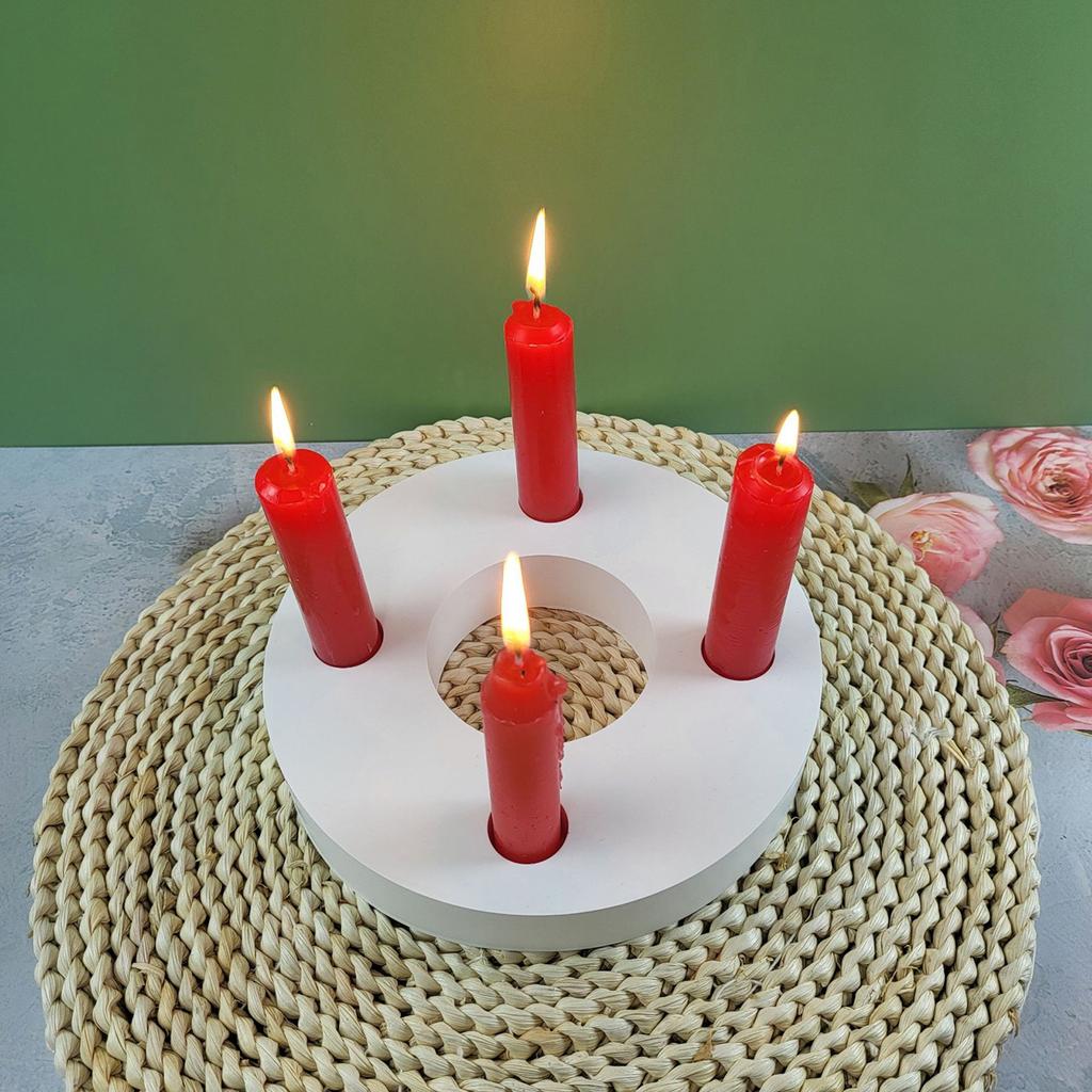 Round Holder Molds Base Molds 4 Hole Designed for Crafting Candle Holder Tealight Holder Gypsum Ornaments DIY Craft