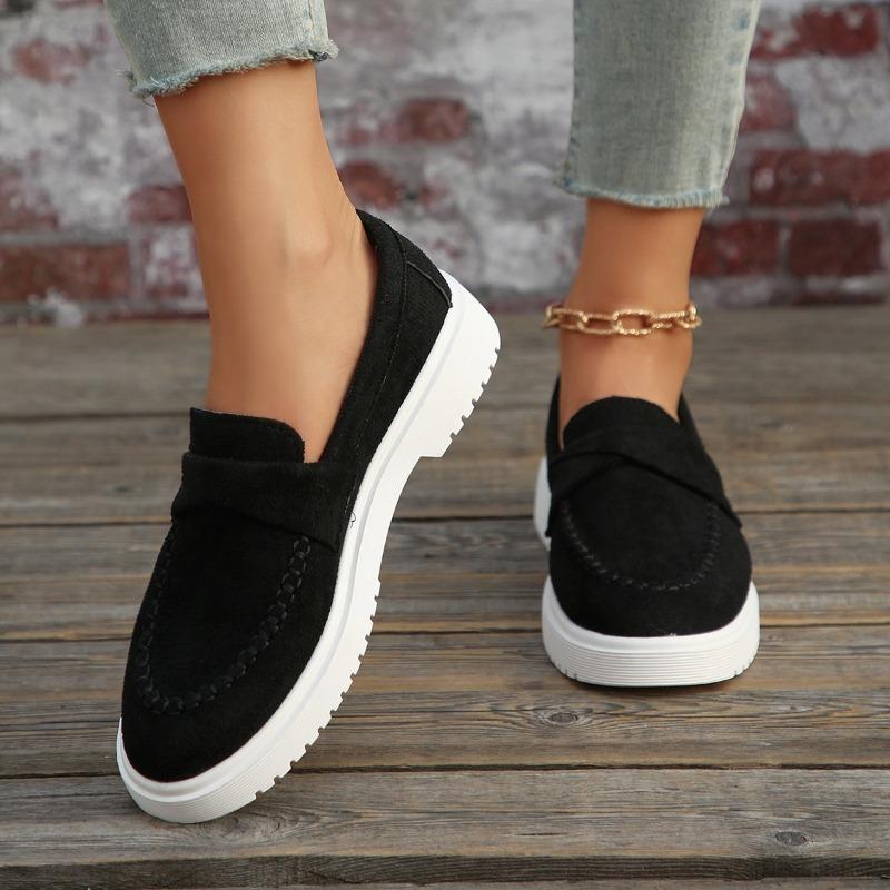2026 Classic Hot Sale Flat Female New Style Thick-soled Casual and Comfortable Loafers Leather Fashion Shoes Suede Walking