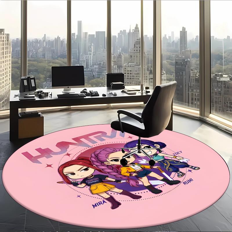 Huntrix (95) Round Office Rug Decorative Floor Rug for Office Bedroom Living Room and Home Space