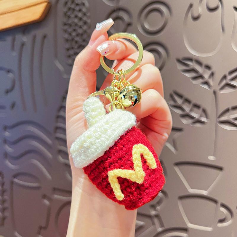 Burger Fries Mcdonalds Yarn Knitted Couple Keychain Set Lovers Romantic Gift