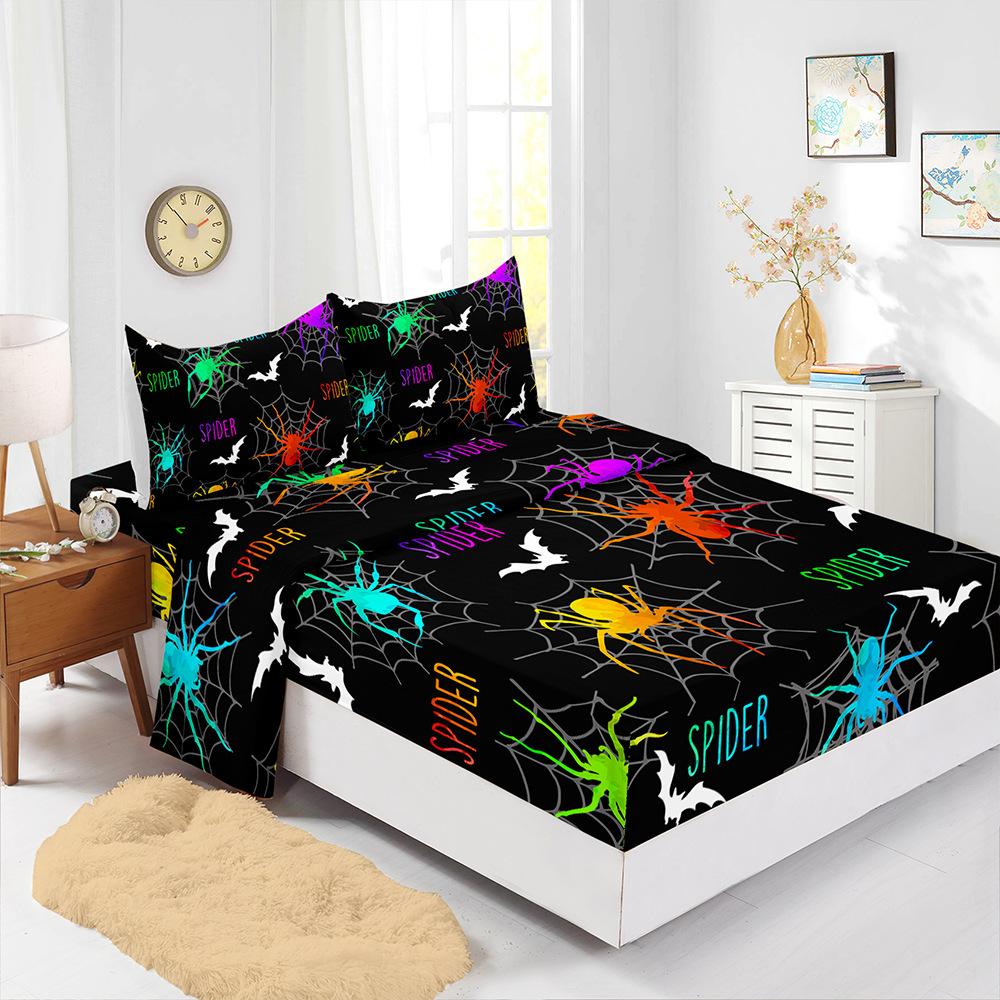 Four-Piece Mattress Digital Printing Mattress Protective Cover Bedding Personalized Spider