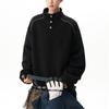 Herenkleding Amerikaanse Standkraag Sweatshirts Jonge Stijl Lente Herfst Half Open Kraag Knopen Los Modieuze Pullovers
