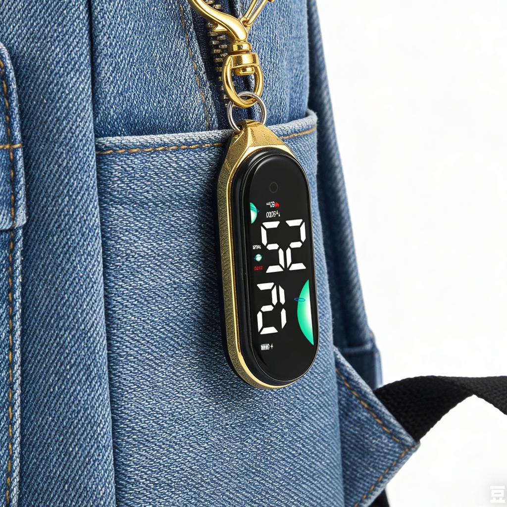 Led Electronic Hanging Watch Keychain Pocket Watch Keyring Hanging Watch Night Lights Touchs Digital Watch Gift