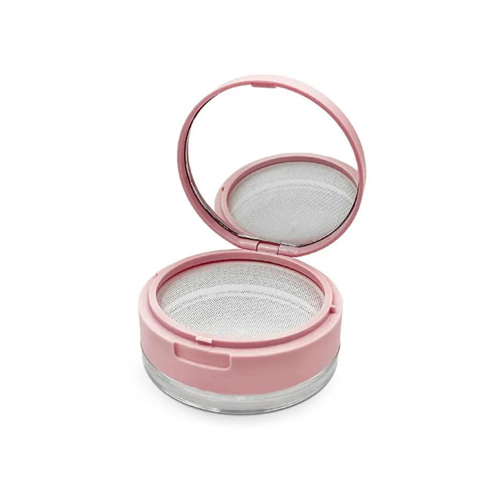 Cake Box Sifter With Puff Portable Sieve Plastic Cosmetic Container Loose Powder Pot Travel Makeup Jar Empty Powder Case