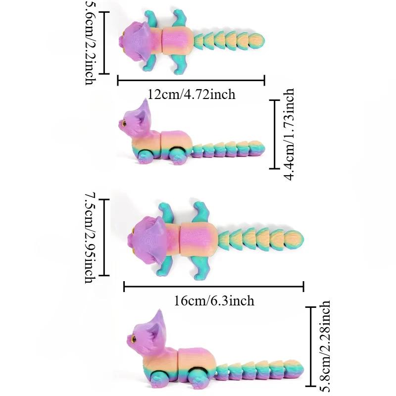 12/16cm 3D Printed Articulated Cute Cats Figurine Miniature Living Room Decor Car Desktop Home Decoration Accessories Kids Gifts