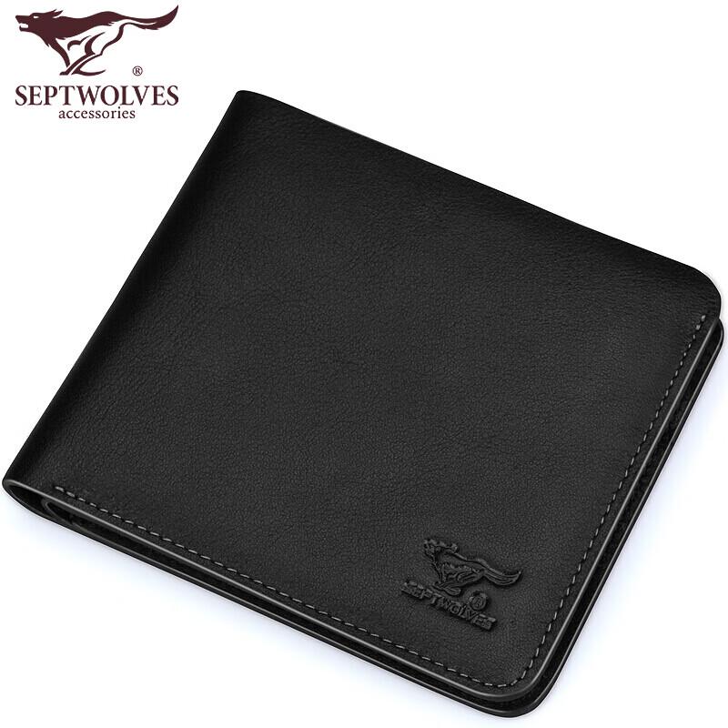 Мужской черный короткий кошелек Septwolves