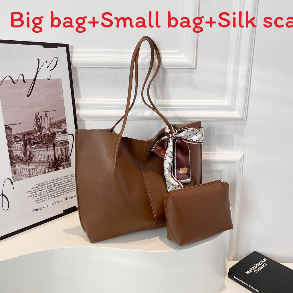 

Casual Large Tote Bag With Magnetic Closure For Daily Commuting And Street Style коричневий