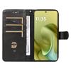 For Motorola Moto G86 5G Wallet Case T-Shape Lines Leather Phone Cover Stand -  Black