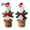 Winter Home Ornaments Crochet Potted Santa Plant Handmade Christmas Ornament Decorative Knitted Plant Gift Flower for Office Desk Bookshelf