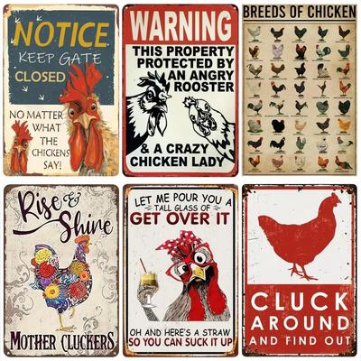 Letrero de metal retro de bienvenida con texto en inglés "Lock Chicken Coop", ideal para gallinero o cocina, regalo ideal para decoración de pared