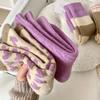 1/4 Pairs Women's Autumn Winter Mid-Length Socks Fashionable Versatile Purple Heart-Shaped Soft Warm Comfortable Casual Long Socks