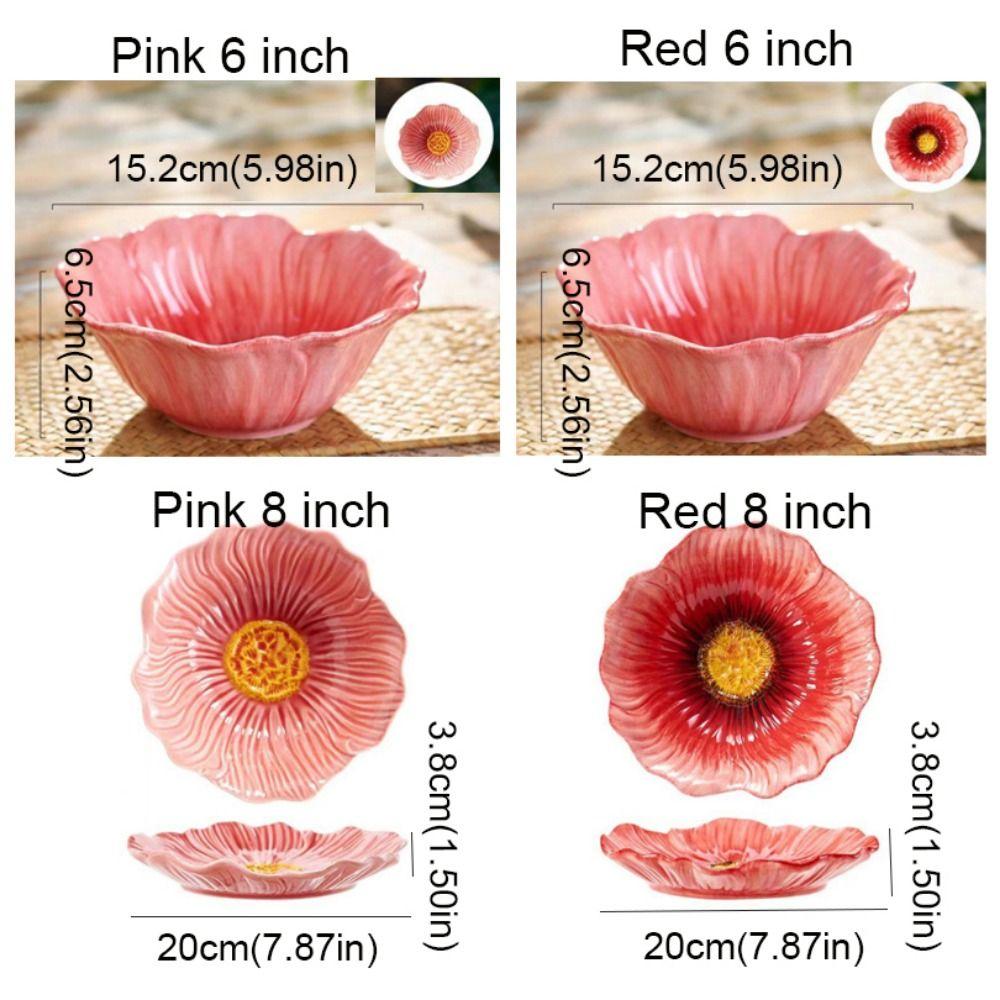 American Style Dining Plates Light Luxury Decorative Bowl Ceramic Flower Plate  Western Food
