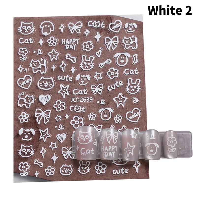 

Мультфильм Черные кошки Наклейки для ногтей Граффити Живопись Милый котенок Черный Белый Цвет Дизайн Наклейки Декор для ногтей