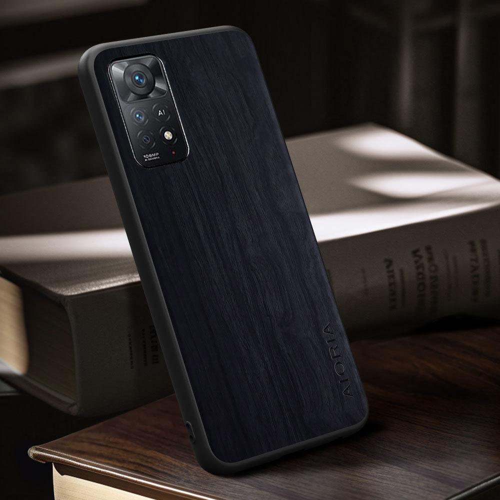 Case for Redmi Note 11 Pro Plus Funda Bamboo Wood Pattern Four-corner Explosion-proof Back Cover
