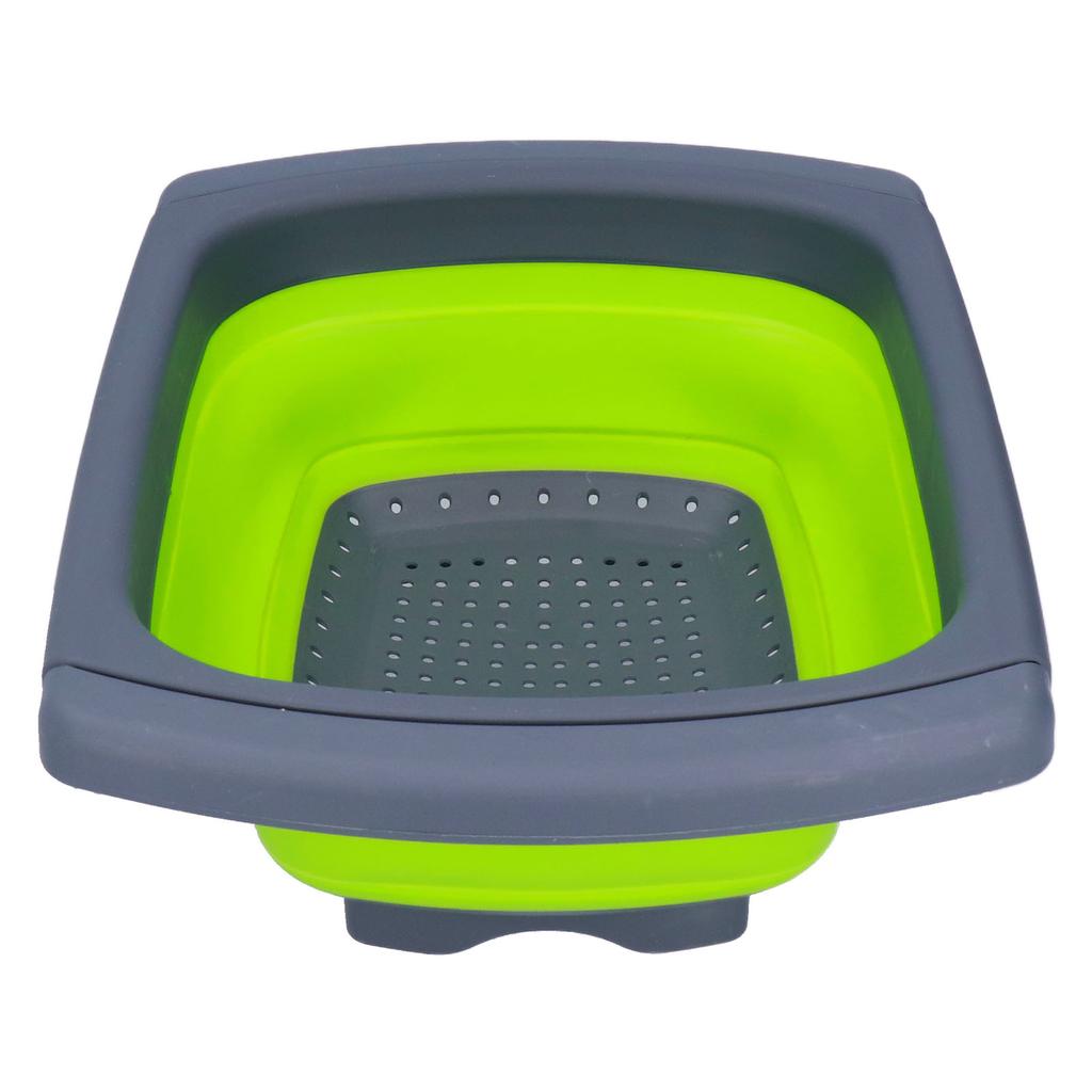 Green Foldable Drain Basket Silicone Collapsible Fruit Vegetable Wash Strainer Basket for Home Kitchen