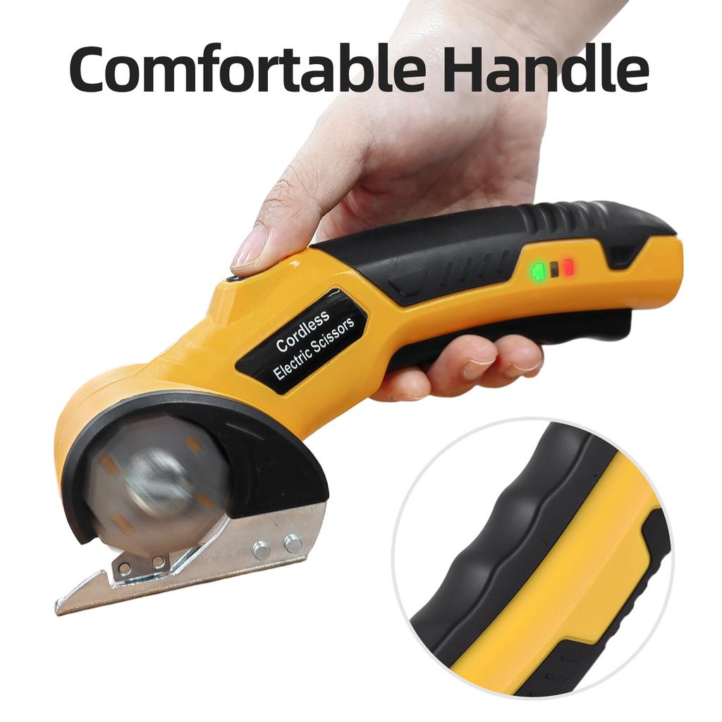 Cordless Electric Scissors 4V Rechargeable Cardboard Box Cutter Fabric Scissor with Safety Lock & LED Light for