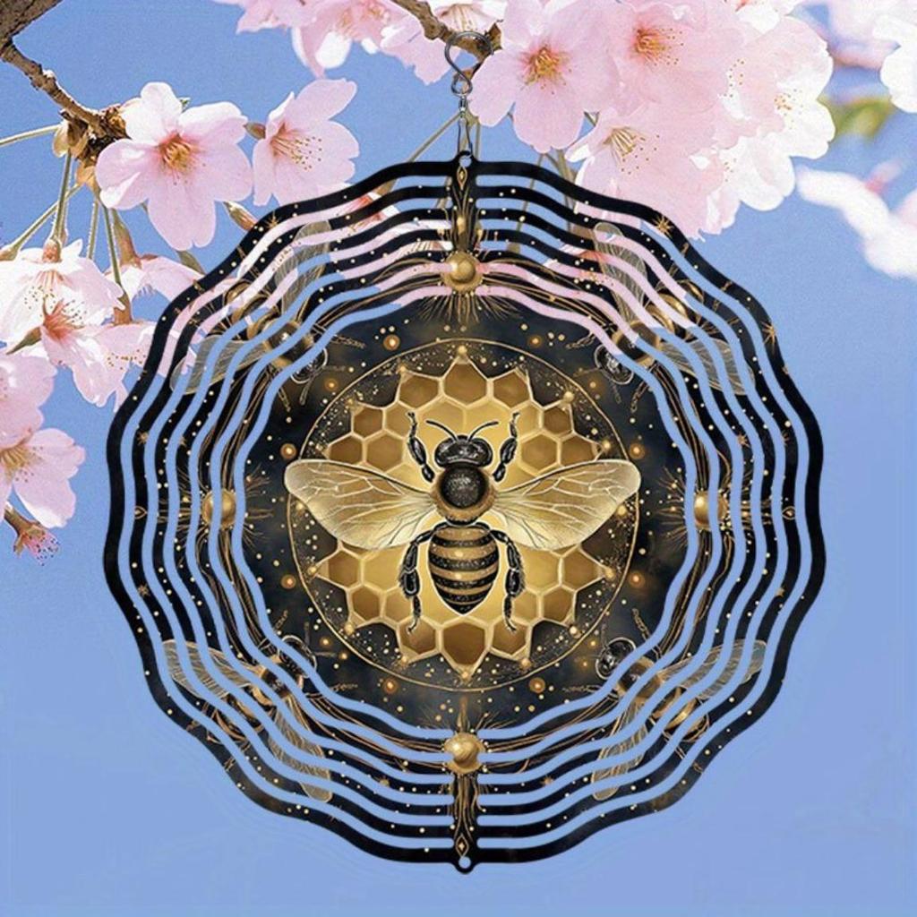 Brave & Beautiful Bee-Themed Wind Chime - Weatherproof 3D Kinetic Art for Garden, Patio, or Outdoor Decor with 360° Rotating Hook - Unique