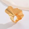 SUMENG New Ginkgo Leaf Ring for Women Men Classic Metal Pleated Personality Leaf Fan-Shaped Finger Ring Punk Fashion Jewelry