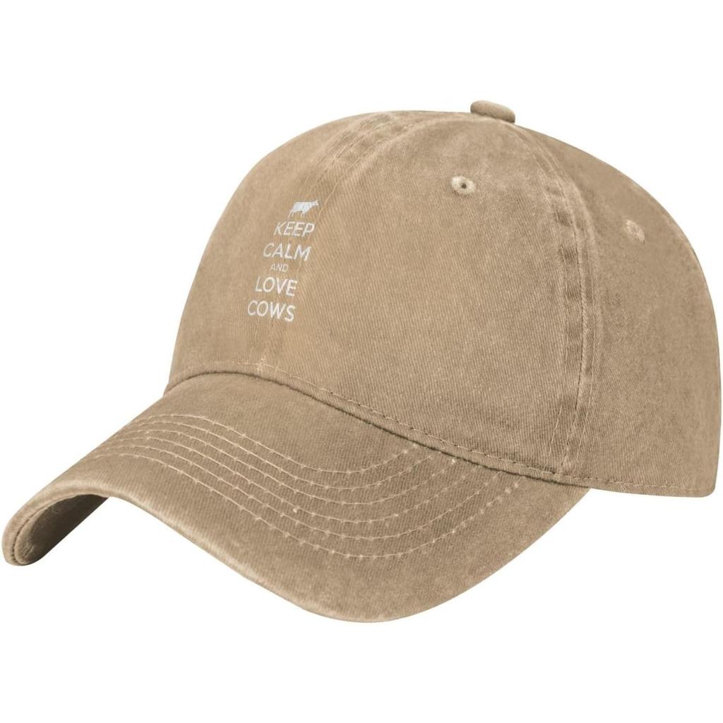 Keep Calm Love Cows Baseball Cap Unisex Washed Cotton Casual Sun Protection Golf Hat