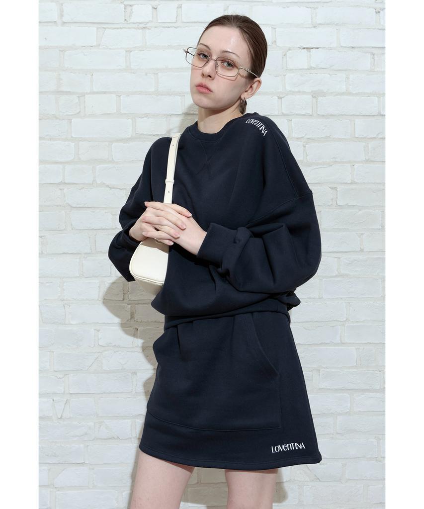 Reventina Bio Sweat Logo Skirt_Navy