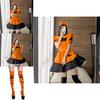 Cute Lolita Pumpkin Maid Halloween Party Costume Dress With Headdress