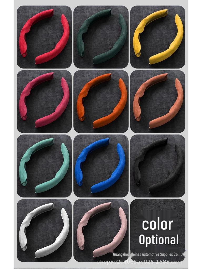 Ultra-Thin Suede Steering Wheel Cover: Sweat-Absorbent, Non-Slip D-Type Design, Universal Fit for All Seasons