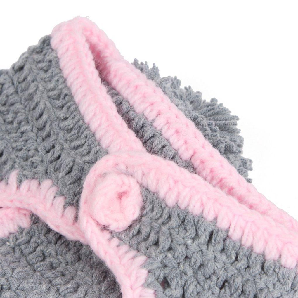 Kreskówkowy Uroczy Noworodek Rekwizyty do Zdjęć Strój Kostium Królik Dzianinowa Czapka Spodnie Zestaw Dodatek do Zdjęć Niemowlaka