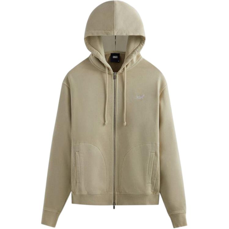 Kith Williams V Zip Up Hoodie Waffle Men Tops Cream KHM030622-102