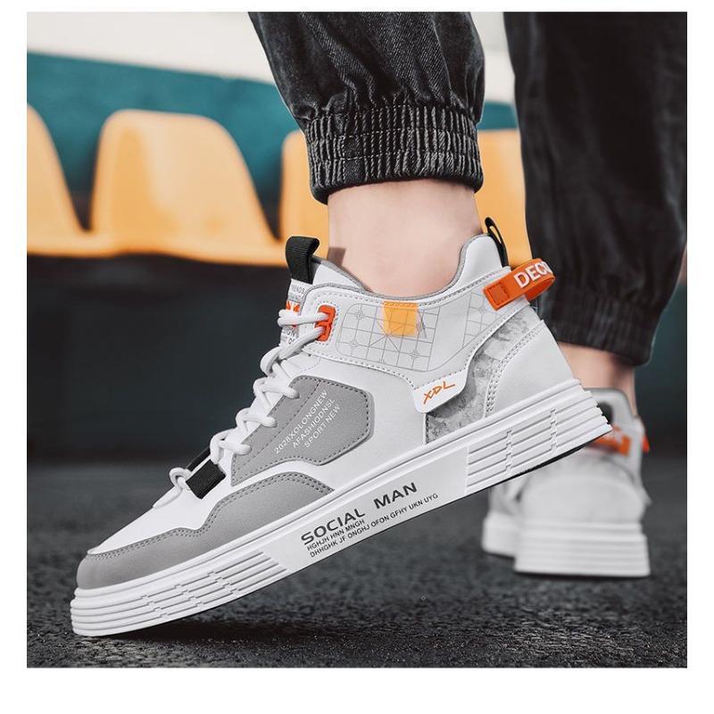 Men's Spring-Summer High-Top Flat-Soled Board Shoes, Trendy Versatile Casual Footwear For Students.
