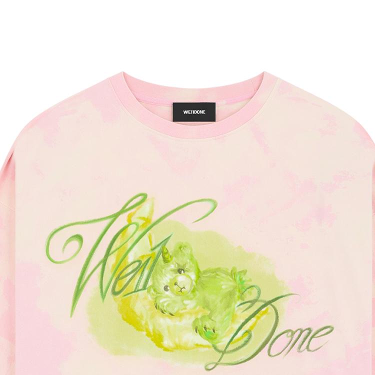 We11done 25 Autumn Winter Soft Dreamy Teddy Bear Long Sleeve T-Shirt Unisex Tops Pink WD-TT3-25-737-U-PK