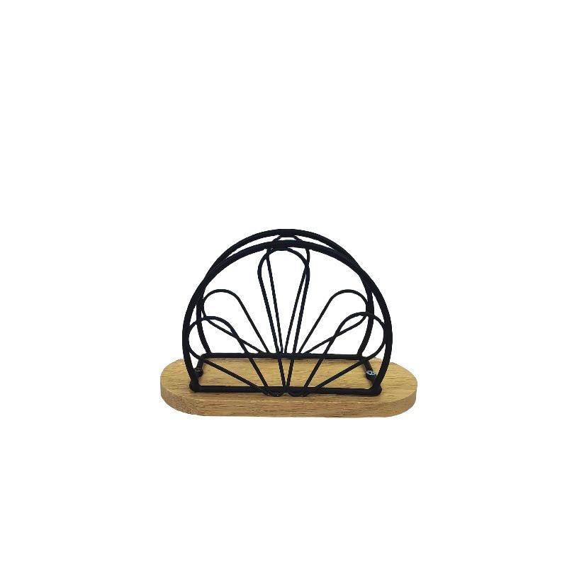 Скандинавский держатель для салфеток из железа с дубовым основанием – Вертикальный квадратный дизайн для отелей и ресторанов