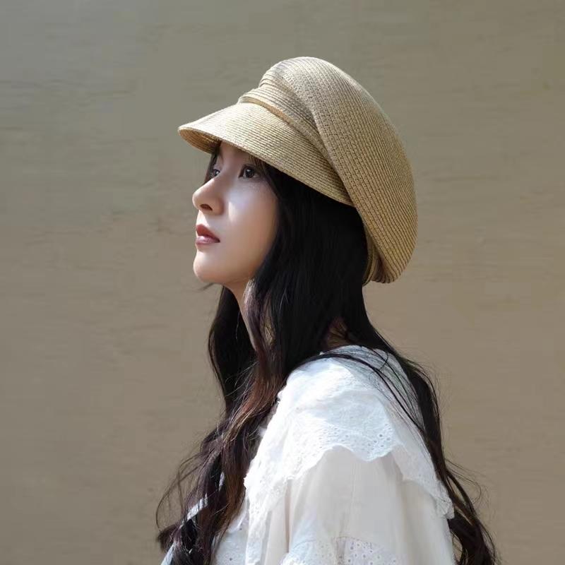 

Модная темпераментная наклонная шляпа-федора, дышащая соломенная шляпа, женская весенне-летняя солнцезащитная шляпа, тонкая соломенная кепка для верховой езды