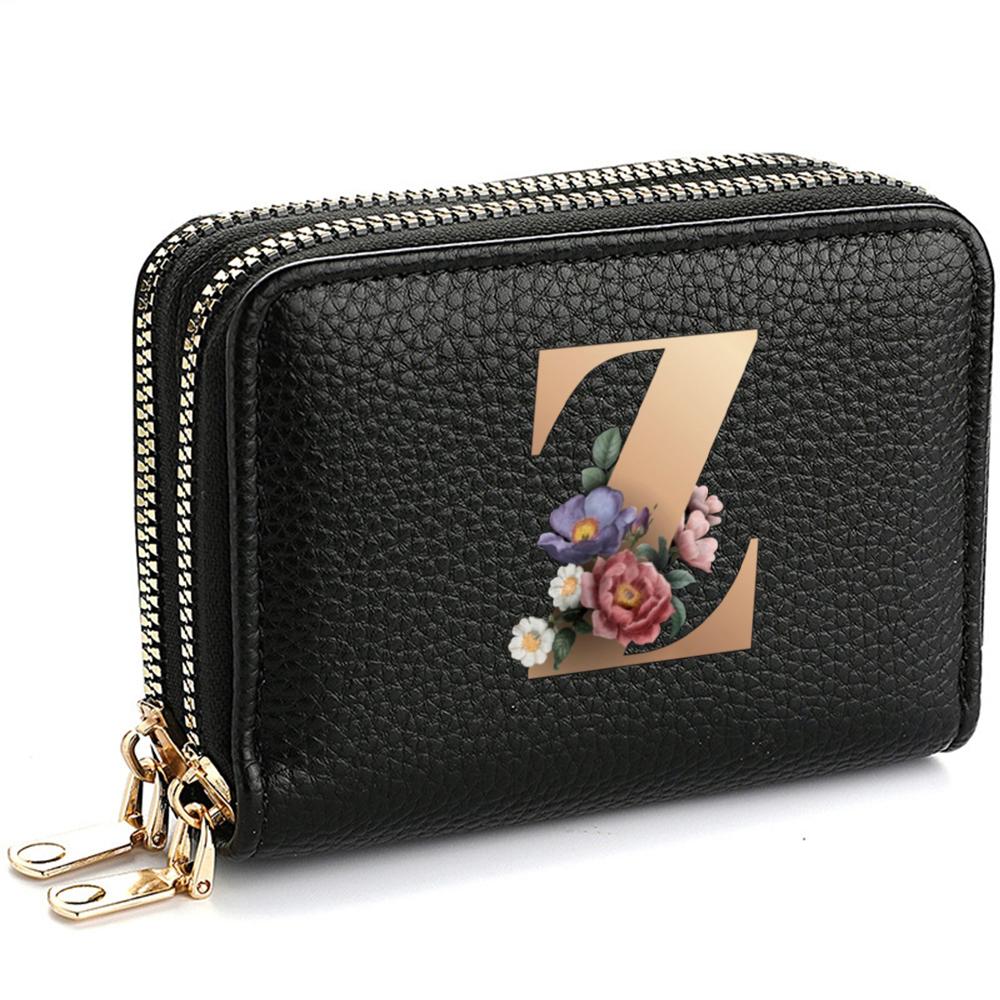 Portafoglio Portatessere da Donna, alla Moda, con Doppia Cerniera, Stampa di Lettere, Multi-Scomparto per Carte di Credito e Monete da Donna