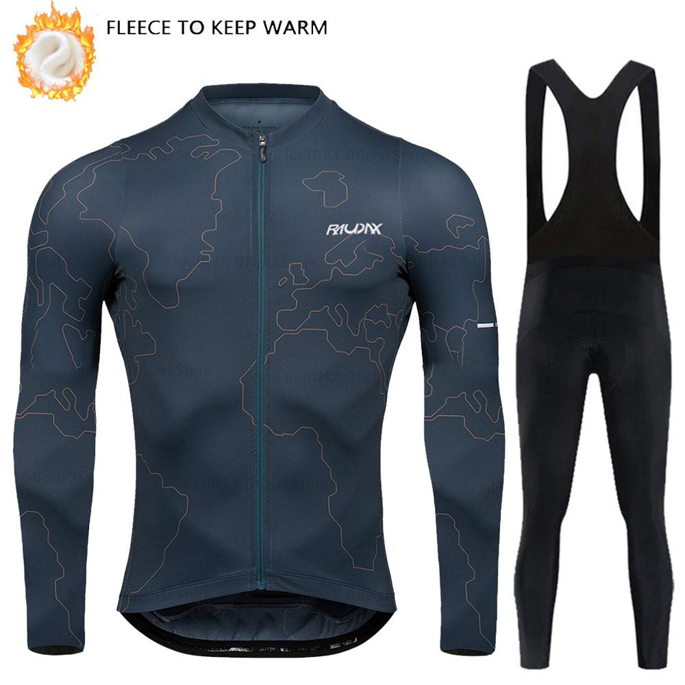 Winter Thermal Fleece Cycling Jersey Top MTB Bike Outdoor Men's Road Bicycle Clothing Long Sleeves Shirt Uniform