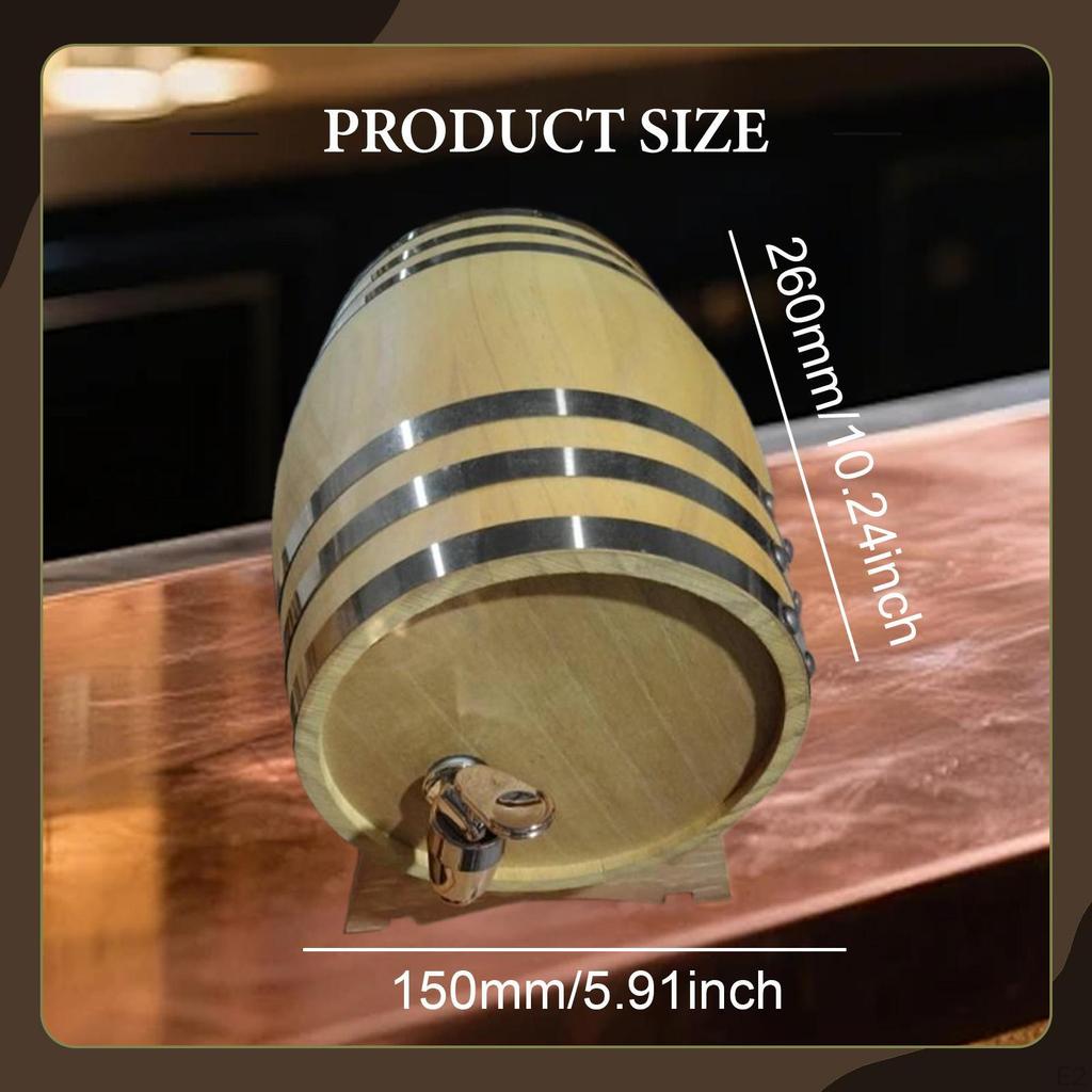 1.5L Oak Aging Barrel Decanter Drinking Bucket with Wooden Stand Drink Spigot for