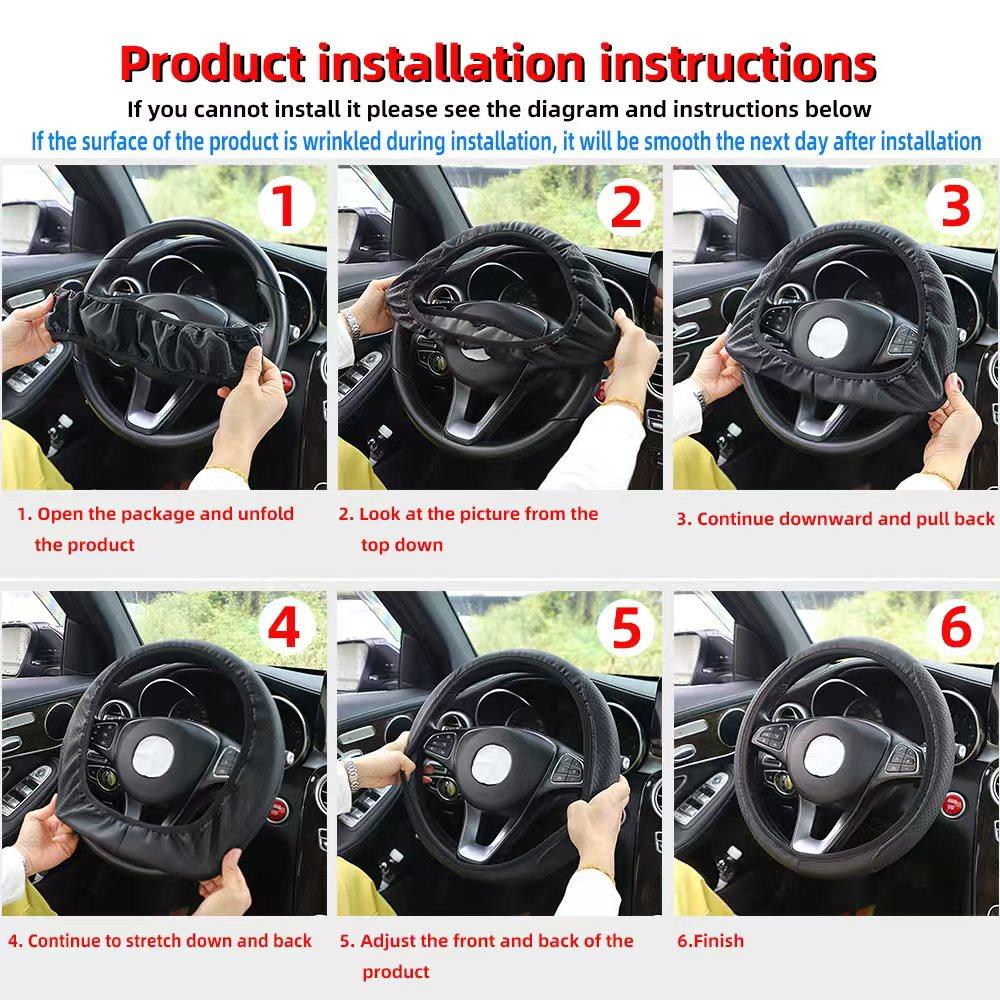 PU Leather Embossed Three-dimensional Car Without Inner Ring Steering Wheel Cover for 14.5-15Inches of Automotive Supplies