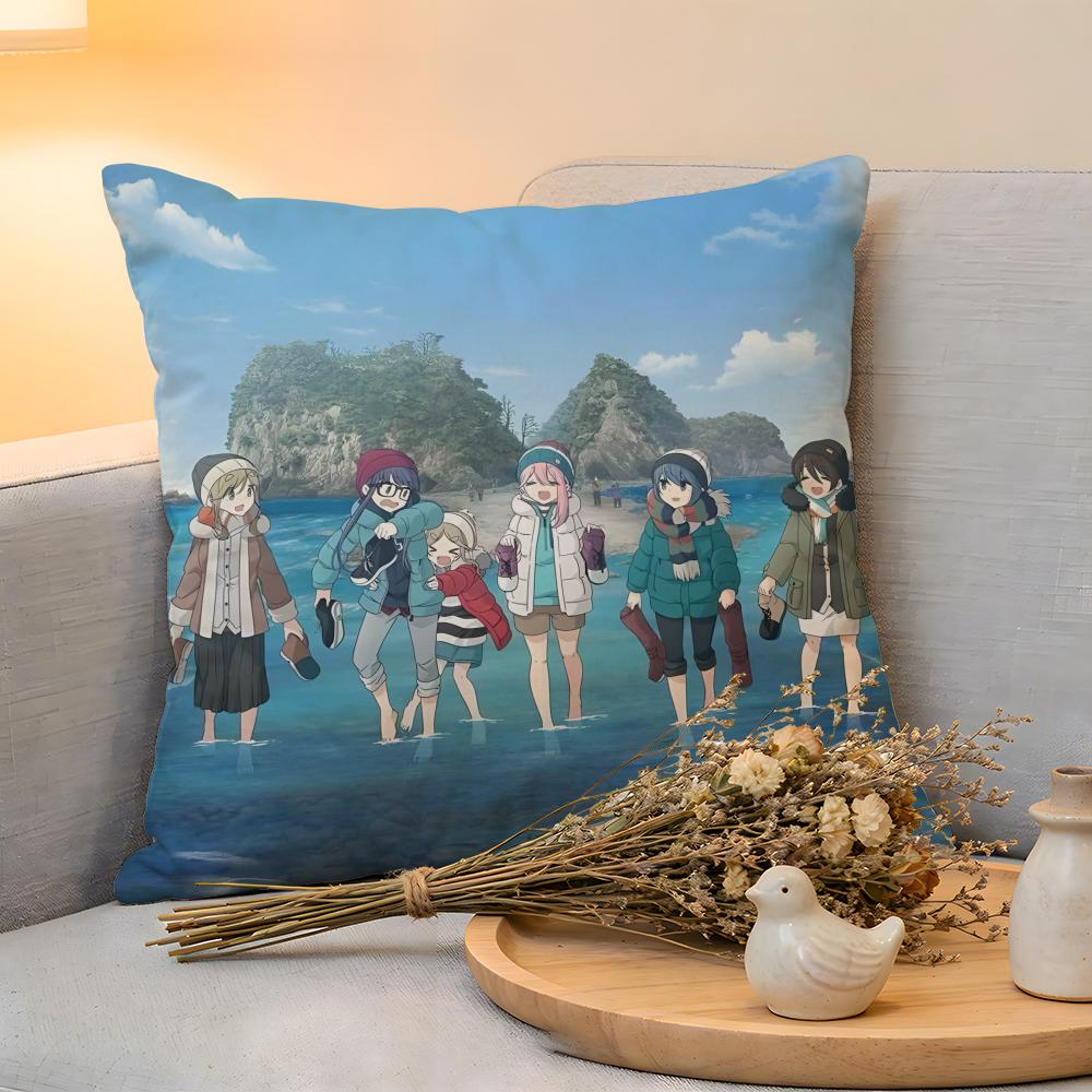 Cushion Cover  Linen  SkinFriendly Soft Decorative Case For Sofa Home Decor Anime Cute LLaidBack Camp Pillow cover