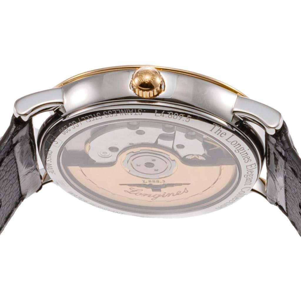 Unisex Wristwatch ELEGANT Automatic Winding 3 ATM Water Resistant Sapphire Glass White Dial Stainless Pink Gold Black [Longines] Steel/K18