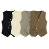 Women'S Winter Sleeveless Top Single Breasted French V-Neck Cardigan Vest