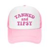 Summer Mesh Cap Unisex Mesh Baseball Cap Top Printed TANNED and TIPSY Adjustable Golf Summer Fashion Curved Brim Couple Hat