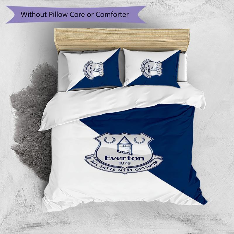 Everton Football Printed 3 Pieces Bedding Set, Comfortable Skin Friendly Bedroom Duvet Cover Set