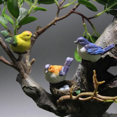 4Pcs/Set Birdie Figurines Micro Landscape Ornaments Bird'S Nest Bird Eggs Mini Jardinagem Bonsai Simulação Modelo Dollhouse Decor