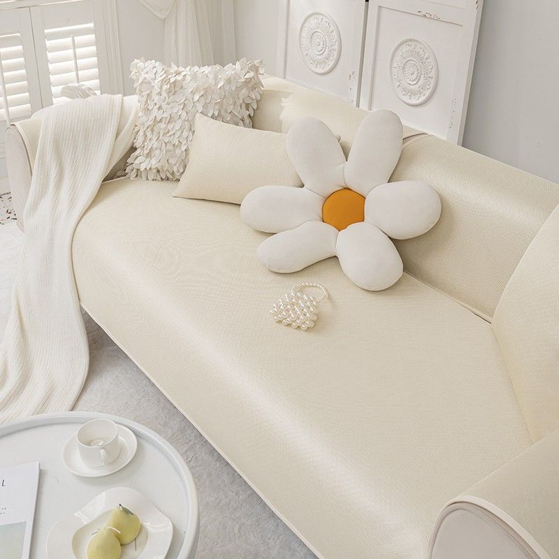 Living Room Anti-slip Solid Color Couch Sofa Cover  Summer Ice Silk Simple Sofa Cushion Cover Slipcover Funda Cojin