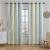 Double Layer Gradient Rainbow Blackout Curtains with Star Cutouts for Kids Room Bedroom Living Room Decor