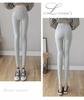 Gray High-Waist Ribbed Leggings for Women – Versatile, Slimming, Plus Size, Stretchy Patchwork Pants for Spring & Autumn